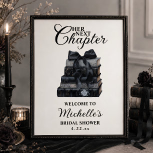 Póster Elegante ducha de novia con tema de libro gótico