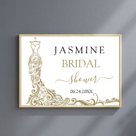 Póster Elegante ducha de novia con traje de Rubor blanco 