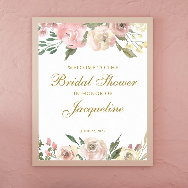 Póster Elegante ducha de novias con flores de marfil rosa (Subido por el creador)