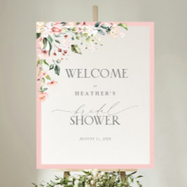 Póster Elegante Ducha Floral De Color Rosa