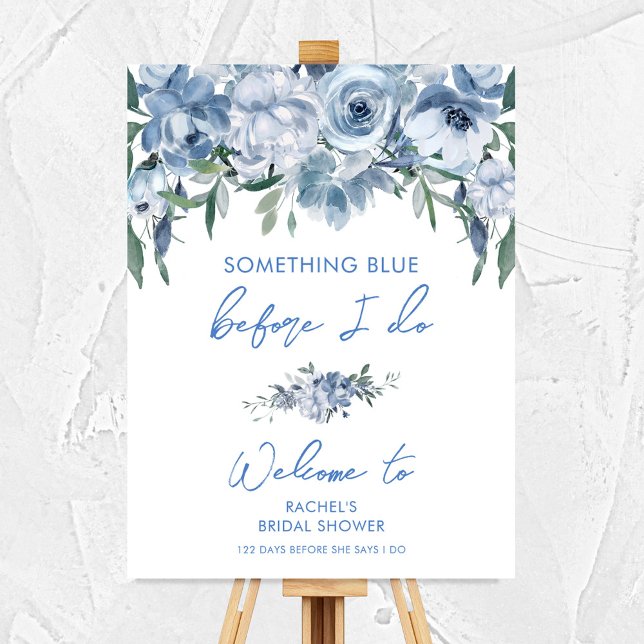 Póster Elegante Dusty Blue Bridal Shower signo de bienven (Subido por el creador)