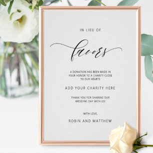 Póster Elegante en lugar de favores Rótulo de la boda fav