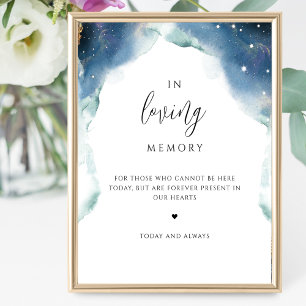 Póster Elegante en memoria amorosa, Rótulo Boda celestial