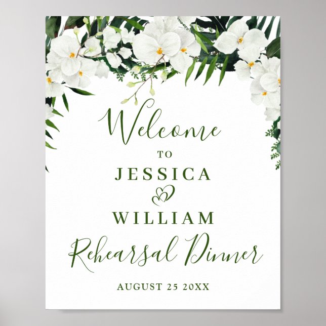 Póster Elegante ensayo de orquídeas blancas para la cena  (Frente)