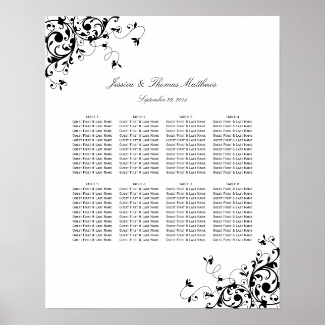 Póster Elegante Escalera de Asientos Boda Blanco y Negro