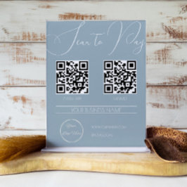 Póster Elegante escaneo de código QR azul boho de 2 QR pa