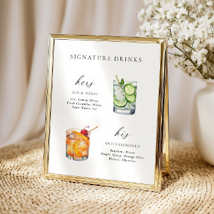Póster Elegante escritura moderna de bebidas de cóctel co