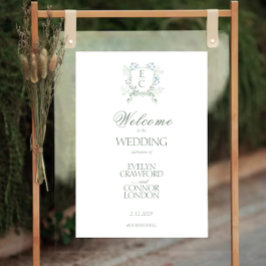 Póster Elegante Escudo floral Bienvenida Boda Poster de s