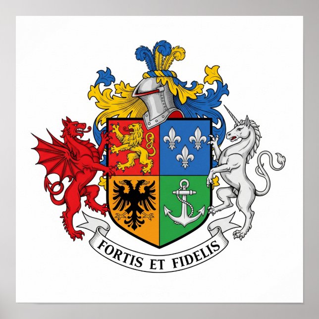 Póster Elegante Escudo heráldico - Fortis et Fidelis Mott (Frente)
