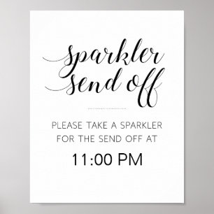 Póster Elegante Esparkler De Bodas Despide Rótulo
