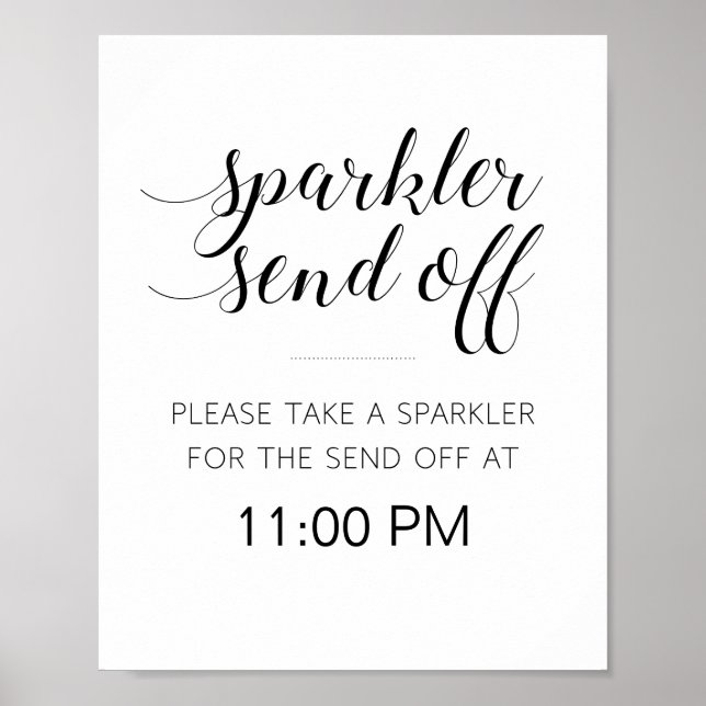 Póster Elegante Esparkler De Bodas Despide Rótulo (Frente)