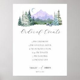 Póster Elegante esquema Boda de las montañas acuarelas