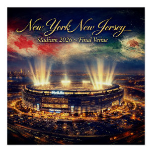 Póster Elegante Estadio de Nueva York Anfitrión del Mundi