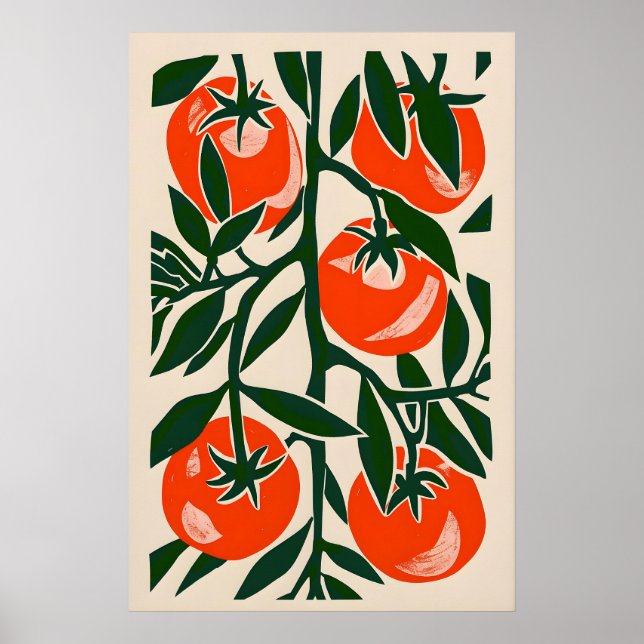 Póster Elegante Estampa de Tomate Eclectic Chic Granja -  (Frente)