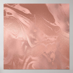 Póster Elegante estilo moderno de mármol rosa de cobre do