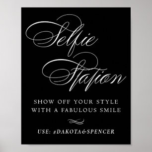 Póster Elegante etiqueta de sonrisa en la estación de sel