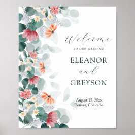 Póster Elegante eucalipto de flores silvestres poster de 