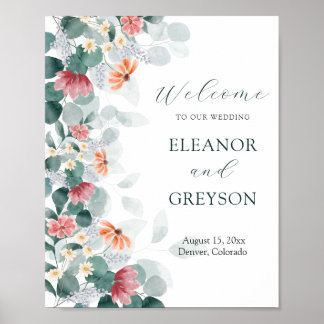 Póster Elegante eucalipto de flores silvestres poster de 