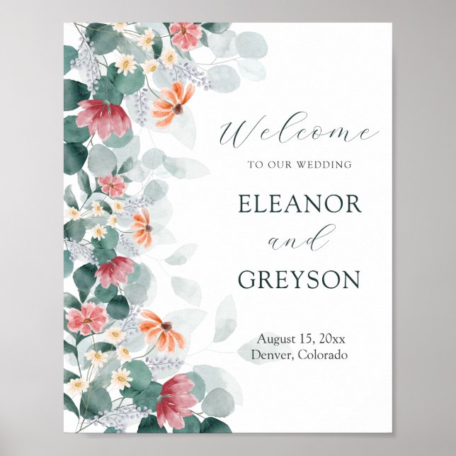 Póster Elegante eucalipto de flores silvestres poster de  (Frente)