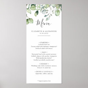 Póster Elegante eucalipto deja vegetación simple boda