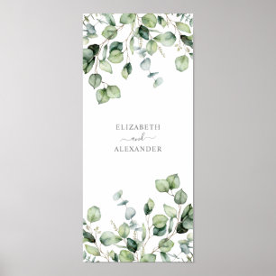 Póster Elegante eucalipto deja vegetación simple boda