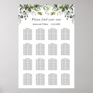 Póster Elegante Eucalyptus 16 Mesas Boda SIENTE GRÁFICO