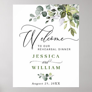 Póster Elegante Eucalyptus Acuarela Ensayo Cena Pos