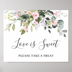 Póster Elegante Eucalyptus Amor es Rótulo Boda dulce