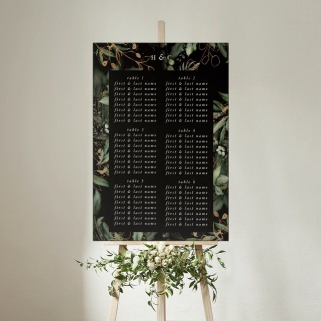 Póster Elegante Eucalyptus Boda Premium Onyx Negro (Subido por el creador)