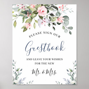 Póster Elegante Eucalyptus Boda Rótulo Nuestro libro de v