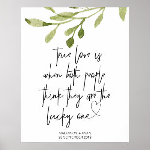 Póster Elegante Eucalyptus Boda Verdadera Bienvenida Amor