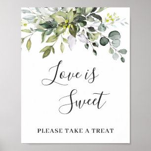Póster Elegante Eucalyptus Floral Love es dulce Boda