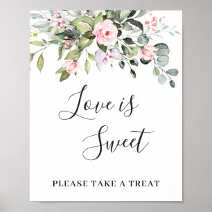 Póster Elegante Eucalyptus Floral Love es dulce Boda Po