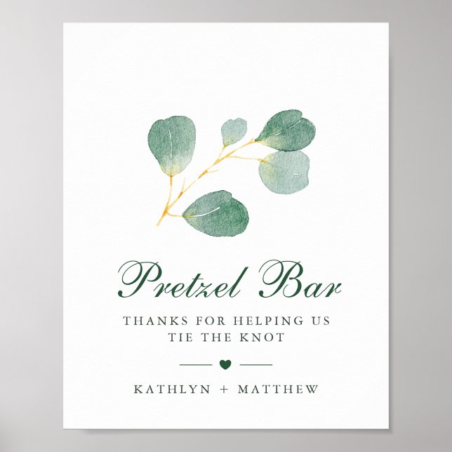 Póster Elegante Eucalyptus Greenery Boda Pretzel Bar (Subido por el creador)