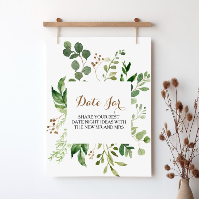 Póster Elegante Eucalyptus Leaf Greenery Date Jar Rótulo (Subido por el creador)