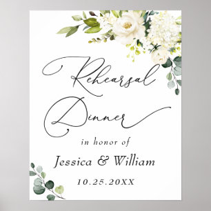 Póster Elegante Eucalyptus White Roses Ensayo Cena