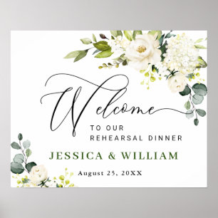 Póster Elegante Eucalyptus White Roses REHEARSAL CENA