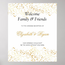 Póster Elegante, falso Relieve metalizado dorado Confetti