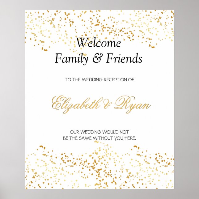 Póster Elegante, falso Relieve metalizado dorado Confetti (Frente)