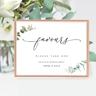 Póster Elegante Favorece el Rótulo Boda Eucalyptus Greene