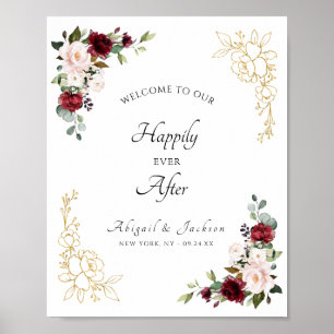 Póster Elegante, Feliz Desde El Rótulo De La Recepción De