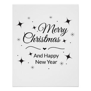 Póster Elegante Feliz Navidad y Feliz Año Nuevo 