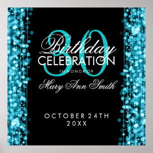 Póster Elegante Fiesta 30 de cumpleaños esparce turquesa
