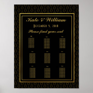 Póster Elegante fiesta/boda del plan Art Deco Table