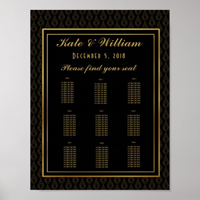 Póster Elegante fiesta/boda del plan Art Deco Table (Frente)