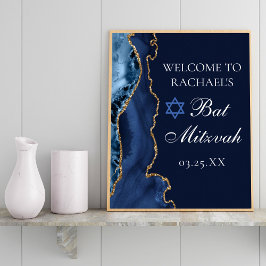 Póster Elegante Fiesta de Bat Mitzvah de la Armada Azul d