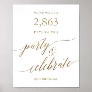 Póster Elegante Fiesta de caligrafía de oro y celebración