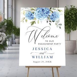 Póster Elegante fiesta de compromiso de Hydrangea Azul Eu