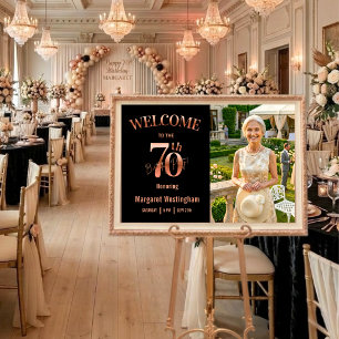 Póster Elegante Fiesta de Cumpleaños 70 Bienvenida en Ros