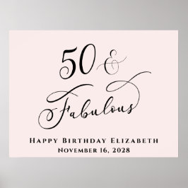Póster Elegante fiesta de cumpleaños número 50 rosa